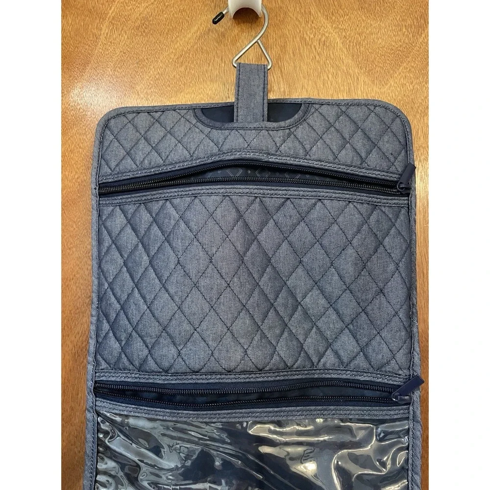 Vera Bradley Hanging Travel Organizer Cosmetics Quilted Bag Denim Blue Jean